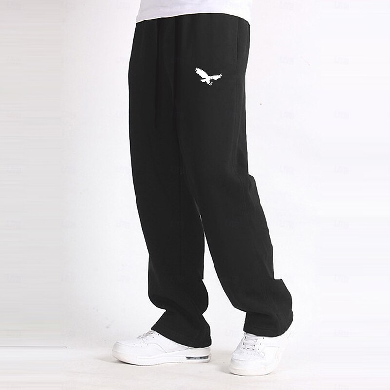 Men's Eagle Joggers Thermal Pants Fleece Sweatpants Drawstring Elastic Waist Casual Dailywear Pocket Straight Leg Trousers Winter 3D Print Black Dark Blue Gray3