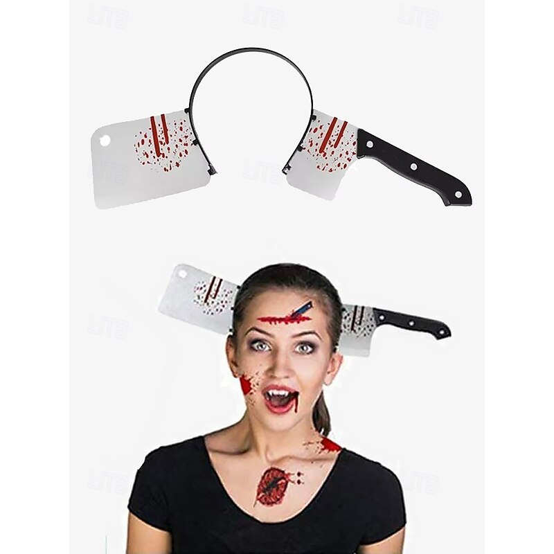 Bloody Cleaver Halloween Headband – Scary Knife Head Accessory for Halloween Costume Parties, Cosplay, and Pranks
