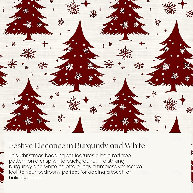 Christmas Duvet Cover with Red Christmas Tree Design Festive Holiday Christmas Comforter Set Full 100% Cotton Soft and Cozy for Seasonal Bedroom Decor Queen King Size2