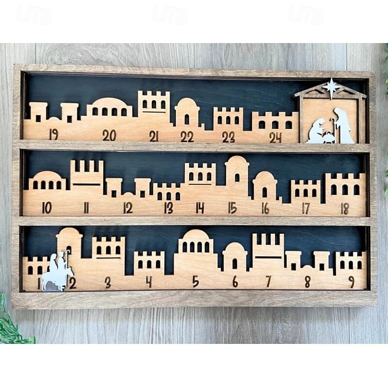 Nativity Advent Calendar, Wooden Advent Calendar, Christmas Vacation Advent Calendar 2025, Christian Holiday Decor, Christmas Countdown, Christ Centered Christmas3