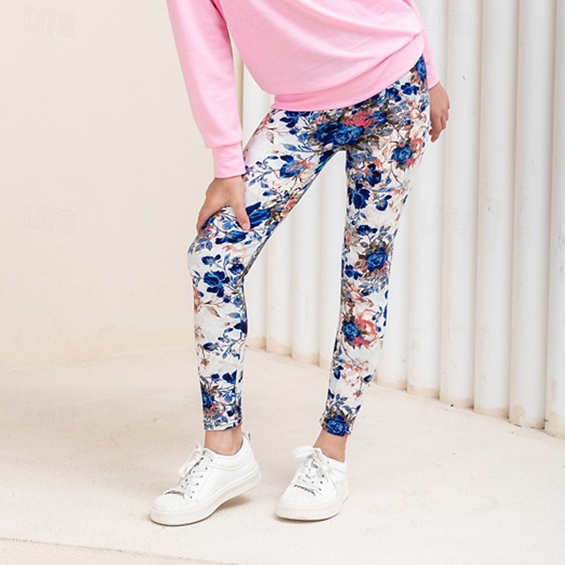 Easter Girls' 3D Floral Graphic Pants Leggings Spring Fall Active Basic Kids 4-12 Years Outdoor Casual Daily Regular Fit3
