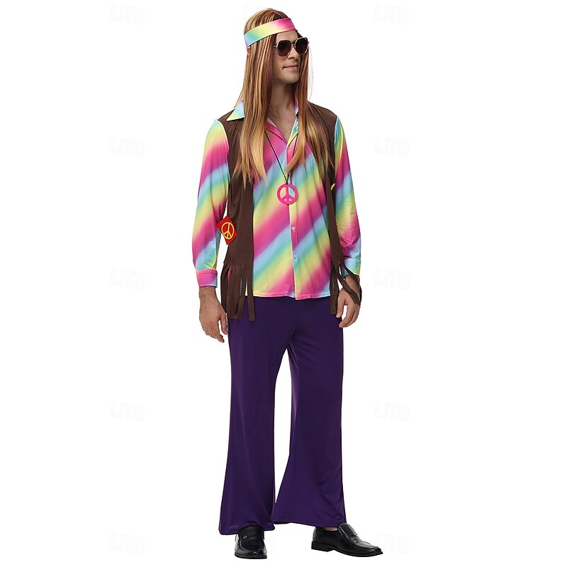 Ethnic Hippies Halloween Cosplay Costume Fancy Costume Carnival Costume 1970s Disco Adults' Men's Halloween Carnival Masquerade Party Easy Halloween Costumes Dress Up4