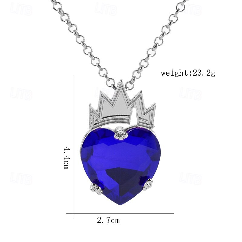 Red Heart Golden Crown Necklace Descendants Queen of Hearts Ruby birthstones Costume Fan Jewelry Valentine's Day Sweetheart Pre Teen Gift for Her2