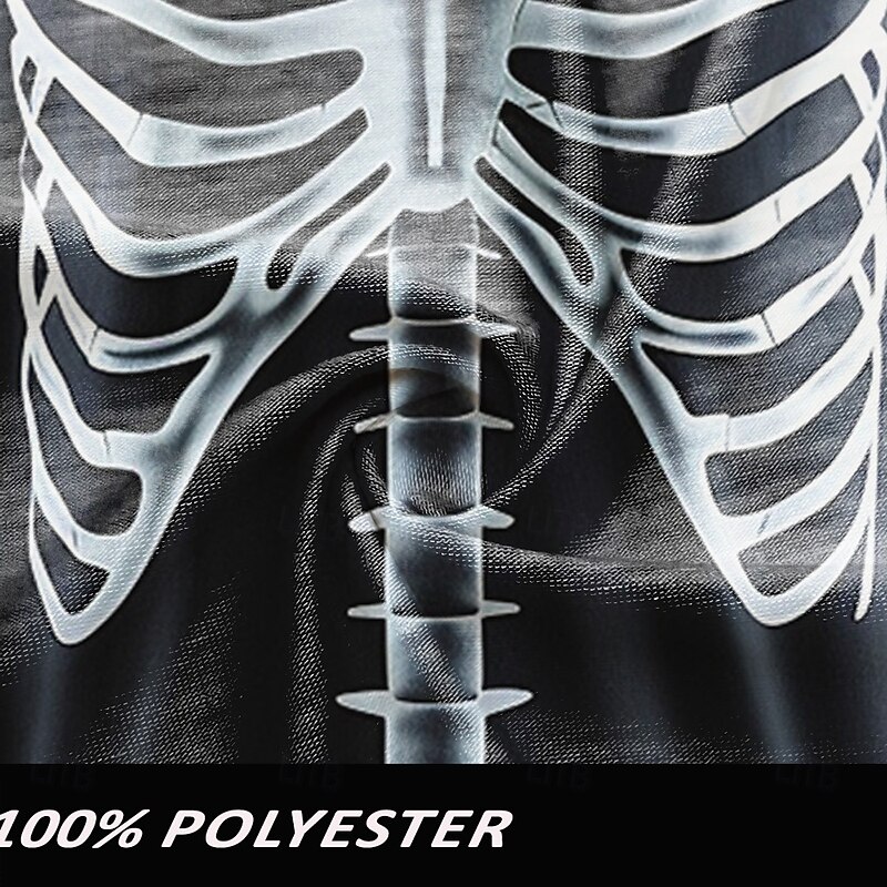 Halloween Day of the Dead Skull Men's Skeleton T shirt Long Sleeve T shirt 3D Print Crew Neck Shirt Designer Retro Vintage Street Casual Daily Black Summer Spring Fall Clothing Apparel3