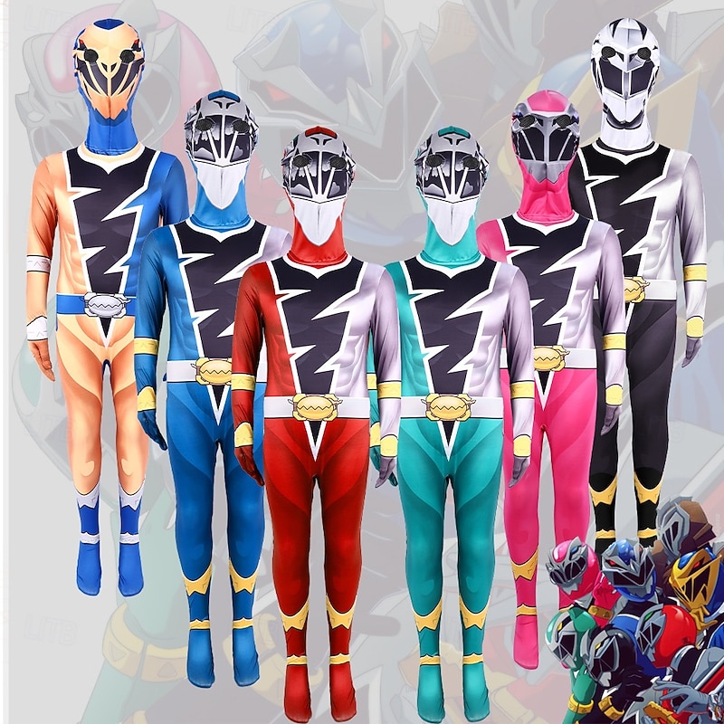 Power Rangers Kishiryu Sentai Ryusoulger Bodysuits Costumes Movie Cosplay for Men's Women's Boys' Kid's Adults' Masquerade Performance Party