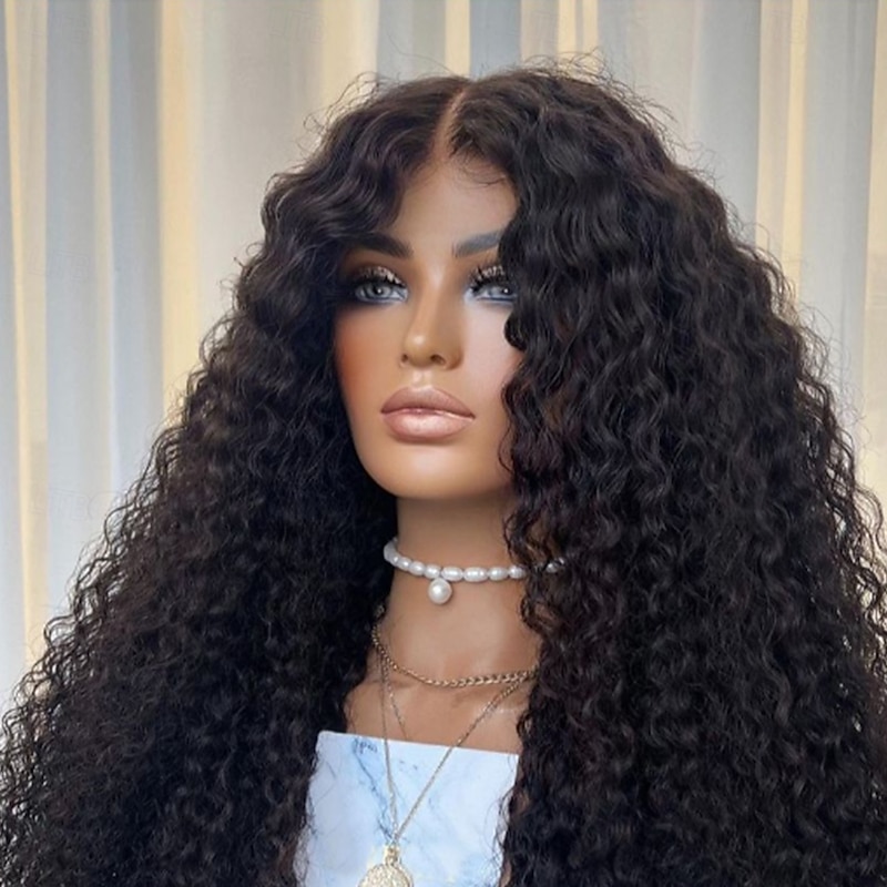 Unprocessed Virgin Hair 13x4 Lace Front Wig Free Part Vietnamese Hair Curly Black Wig 130% 150% Density with Baby Hair Natural Hairline 100% Virgin Pre-Plucked For Women Long Human Hair Lace Wig4