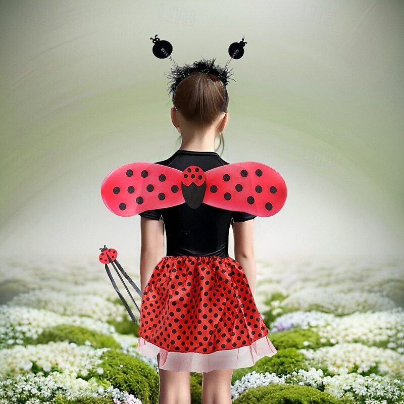 Ladybug Halloween Cosplay Costume Funny Costumes Carnival Costume Cosplay Kid's Girls' Carnival Masquerade Mardi Gras Performance Party Halloween Easy Halloween Costumes Dress Up3