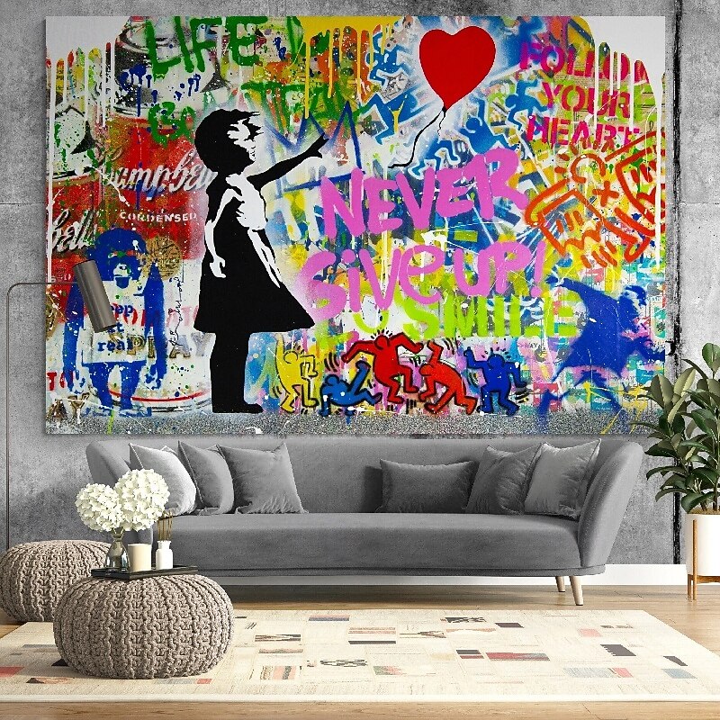 Monopoly Art Oil Painting Hand Painted Canvas-Richie Rich Pop Art Painting Handmade Canvas Street Graffiti Art Oil Painting Pop Art Painting Street Art Wall Decor For Kid's Room Living Room Artwork