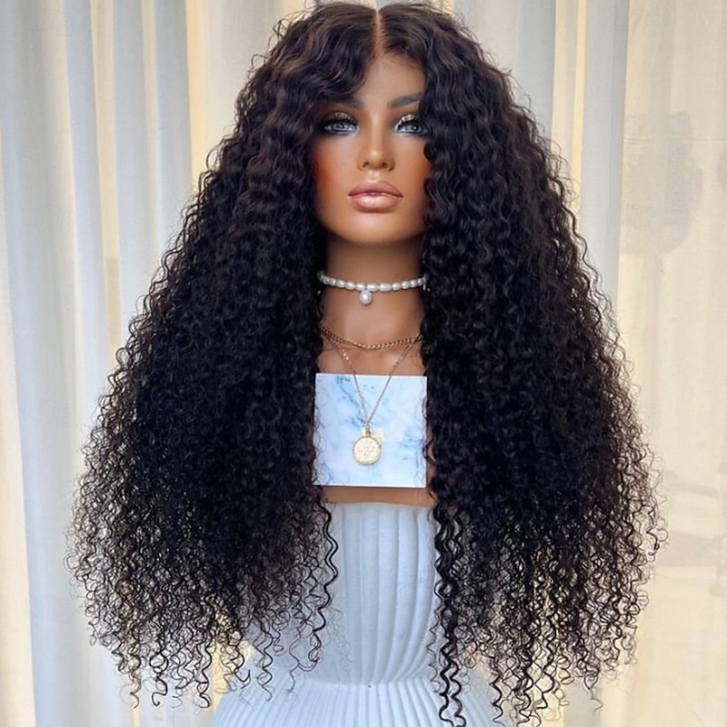 Unprocessed Virgin Hair 13x4 Lace Front Wig Free Part Vietnamese Hair Curly Black Wig 130% 150% Density with Baby Hair Natural Hairline 100% Virgin Pre-Plucked For Women Long Human Hair Lace Wig