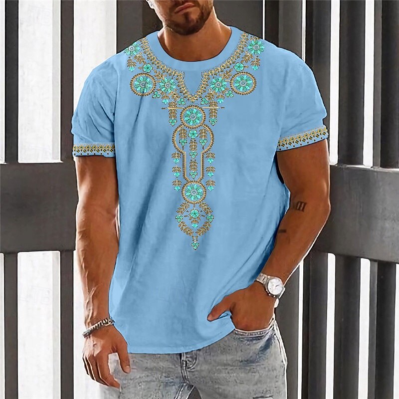 Men's Graphic Flower / Floral T Shirt Short Sleeve T shirt 3D Print Crew Neck Shirt Vintage Fashion Designer Outdoor Daily Sports White Blue Green Spring & Summer Clothing Apparel S M L XL 2XL 3XL2