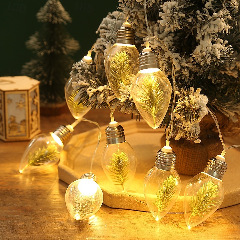 Christmas Bulb Fairy String Lights Christmas Tree Snowflake Rose Fairy Lights 1.5m 10LEDs Battery Powered Home Indoor Outdoor Decor New Year Party Xmas Tree Decoration Garland Lights4