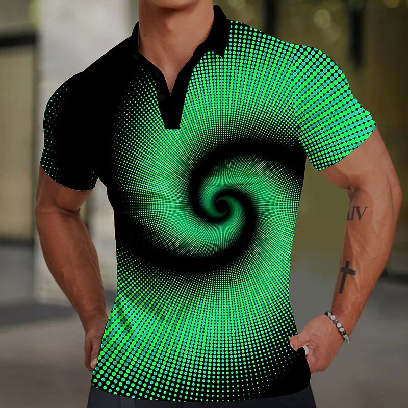 Men's Graphic Golf Shirt Short Sleeve Polo Shirts Collared Shirts Casual Vacation Wear Rave Wear Party Outfits Buttons 3D Print Summer Blue Purple Orange3