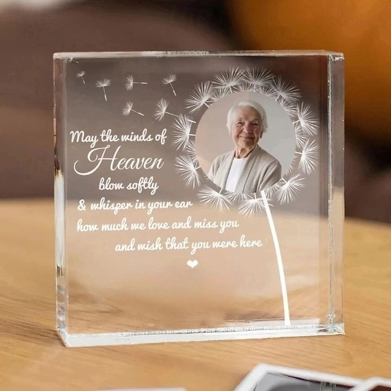 Personalized Acrylic Photo Plaque Custom Memorial Plaque Missing You Photo Frames Memorial Gifts Picture Frame - Memory of Mother, Father, Grandma, Grandpa 15*15cm (6“*6”)4
