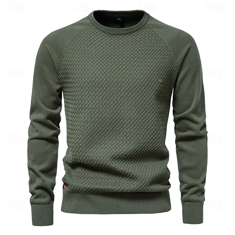 Mens Crew Neck Cotton Pullover Sweater Casual Business Geometric Knitted Mens Sweaters3