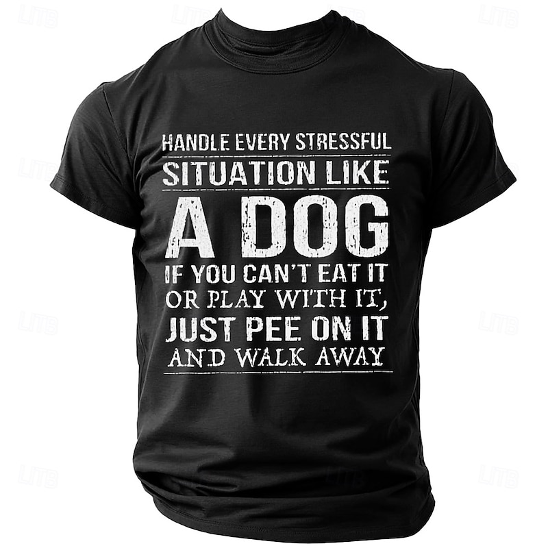 Men's Dog Letter Printed Funny T Shirt Tee Top 100% Cotton Short Sleeve Graphic Shirt Black Wine Dark Blue Comfortable Tee Street Sports Outdoor Fashion Designer Clothing4