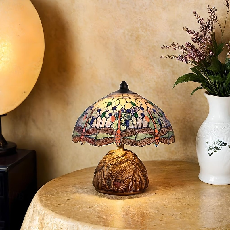 Dragonfly Table Lamp, Resin Handcrafted Night Light, Simulated Stained Glass Table Lamp2