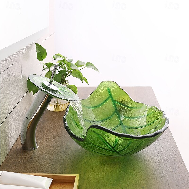 Vessel Sink for Bathroom Modern Leaf Style Bathroom Vanity Sinks Above Counter Countertop Basin sink3