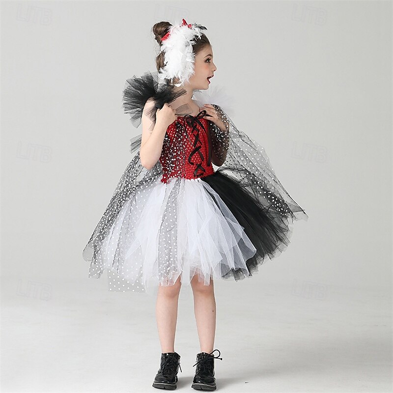 Girls' 3D Multi Color Dress Sleeveless Summer Spring Performance Party Gothic Halloween Custome Kids 4-12 Years A Line Dress Tulle Dress Knee-length Regular Fit4