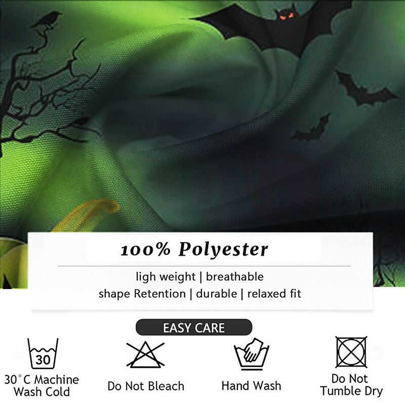 Halloween Men's Pumpkin Halloween Costumes Button Up Shirt Long Sleeve Casual Dark Party Evening Wear Causal Fall Winter Spring & Summer Shirt Collar Button Up 3D Print Green3