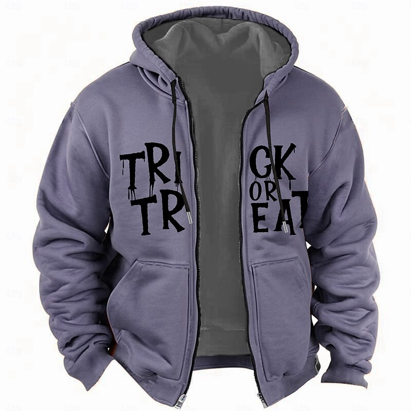 Men's Spooky Halloween Trick or Treat Graphic Full Zip Hoodie 6