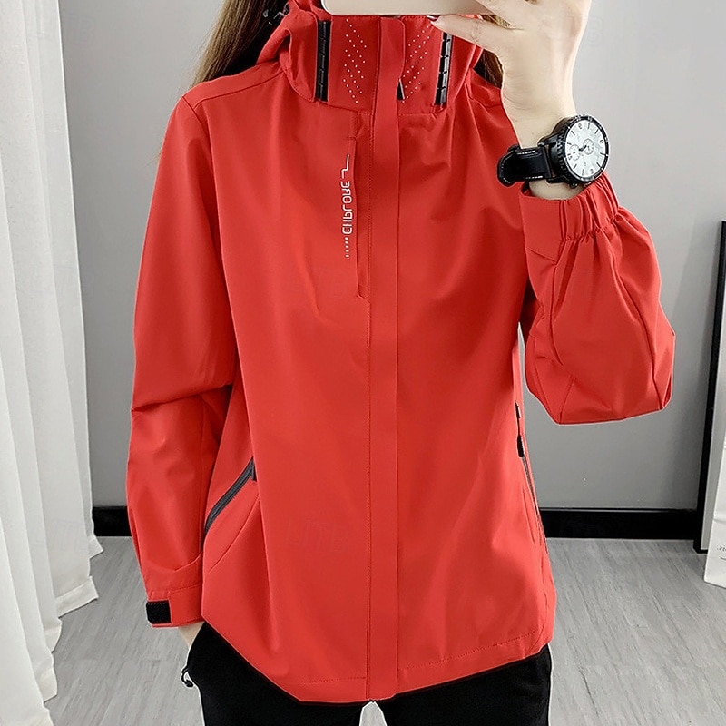 Women's Hiking Jacket Winter Outdoor Waterproof Windproof Multi-Pockets Front Zipper Lightweight Jacket Full Zip Camping / Hiking / Caving Winter Sports Black Pink Red Purple Green