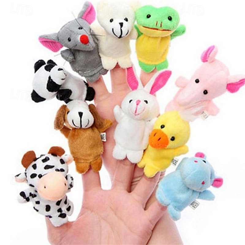 10Pcs Finger Puppets Set - Soft Plush Animals Finger Puppet Toys for Kids Mini Plush Figures Toy Assortment for Boys & Girls Party Favors for Shows Playtime Schools