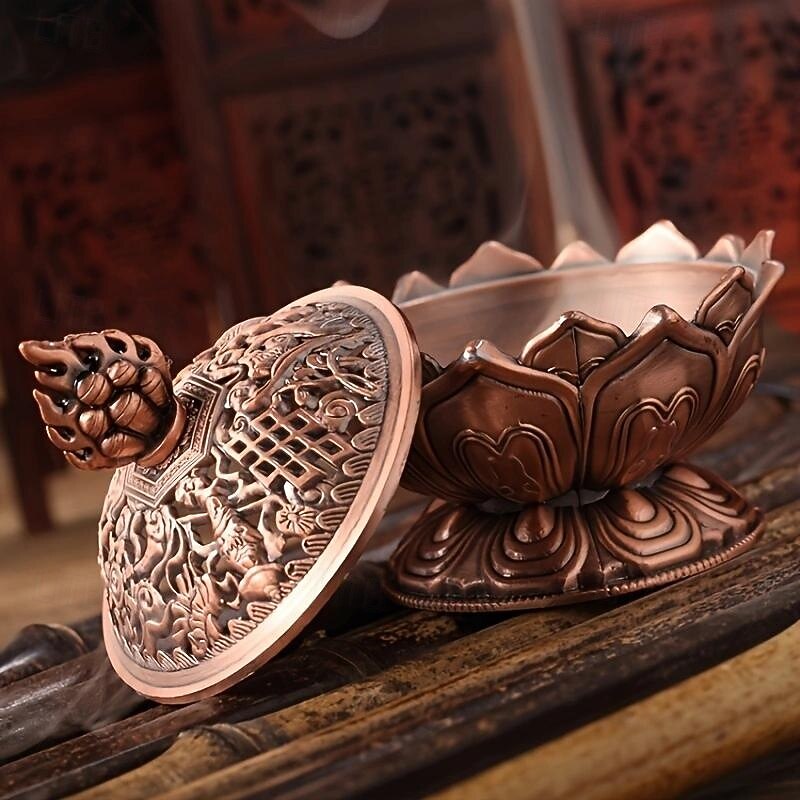 Metal Lotus Incense Burner, Perfect For Dining Room, Bedroom, Bathroom & Home Decor4