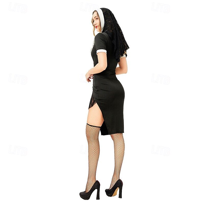 Nun Halloween Dress Headpiece Punk & Gothic Adults' Women's Carnival Party Easy Halloween Costumes Dress Up4