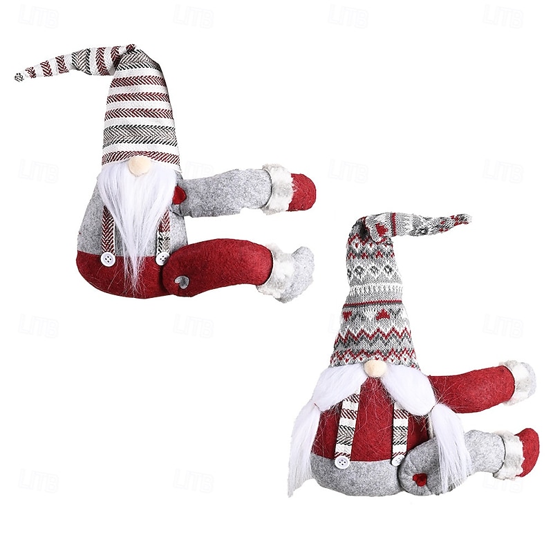 Christmas Curtain Tiebacks and Door Hangers, Christmas Decoration Xmas Party Striped Hat Forest Santa Curtain Holders, Door and Window Accessories4