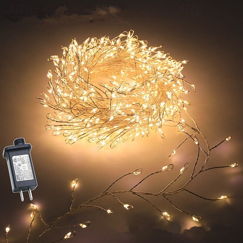 LED Firecracker String Lights DC31V 9M/6M 300/200 LEDs, IP65 Outdoor Waterproof Firework Cluster Fairy Lights, Christmas Holiday Party Decor, Colorful Lighting 1pc
