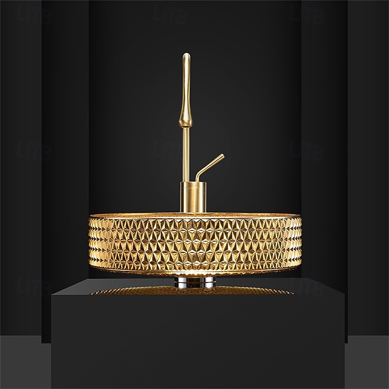 Bathroom Vessel Sink Round Contemporary Plating Glass Vessel Sink And Chrome Finish Waterfall Faucet Combo4