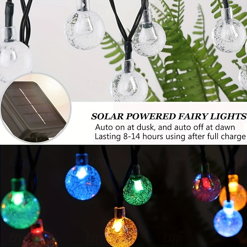 Elegant Wedding Reception Party Solar Bubble Ball Light String Halloween Christmas Wedding Party Atmosphere Decoration Light String 5M-20Leds/7M-50Leds/12M-100Leds2