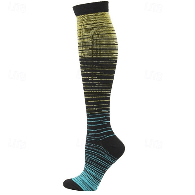 5 Pairs Men's Compression Socks Hiking Socks Sports Socks Breathable Soft Stretchy Comfortable Outdoor Patchwork Chinlon Dark Grey Yellow Blue for Hunting Cycling / Bike Camping / Hiking / Caving4