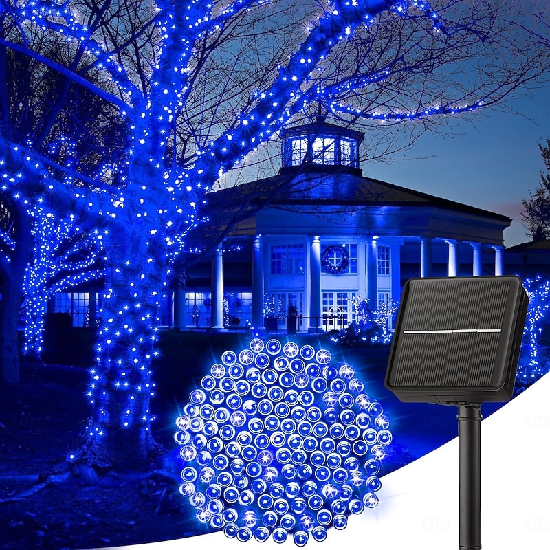 LED Solar Christmas String Lights Outdoor Waterproof 100m 334.5Ft 1000LED/50m 171Ft 500 LED Solar Christmas Lights with Remote8 Modes Waterproof Patio Lights for Christmas Tree Patio Yard Garden Party Decor3