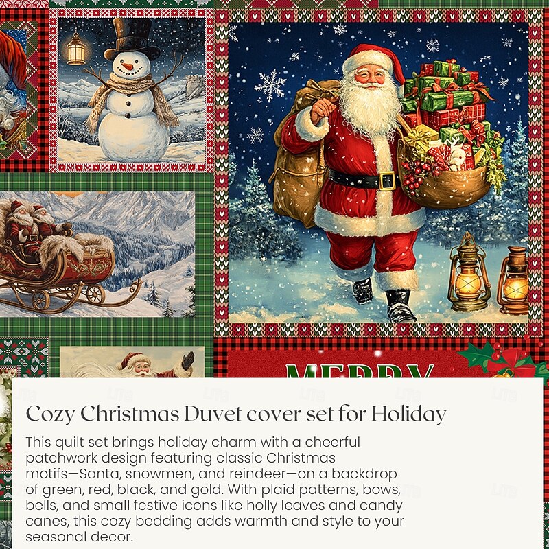 Christmas Duvet Cover Set Festive Holiday Christmas Comforter Set Full Includes Duvet Cover and Pillowcases Perfect for Adding Seasonal Cheer and Comfort to Your Bedroom Decor2