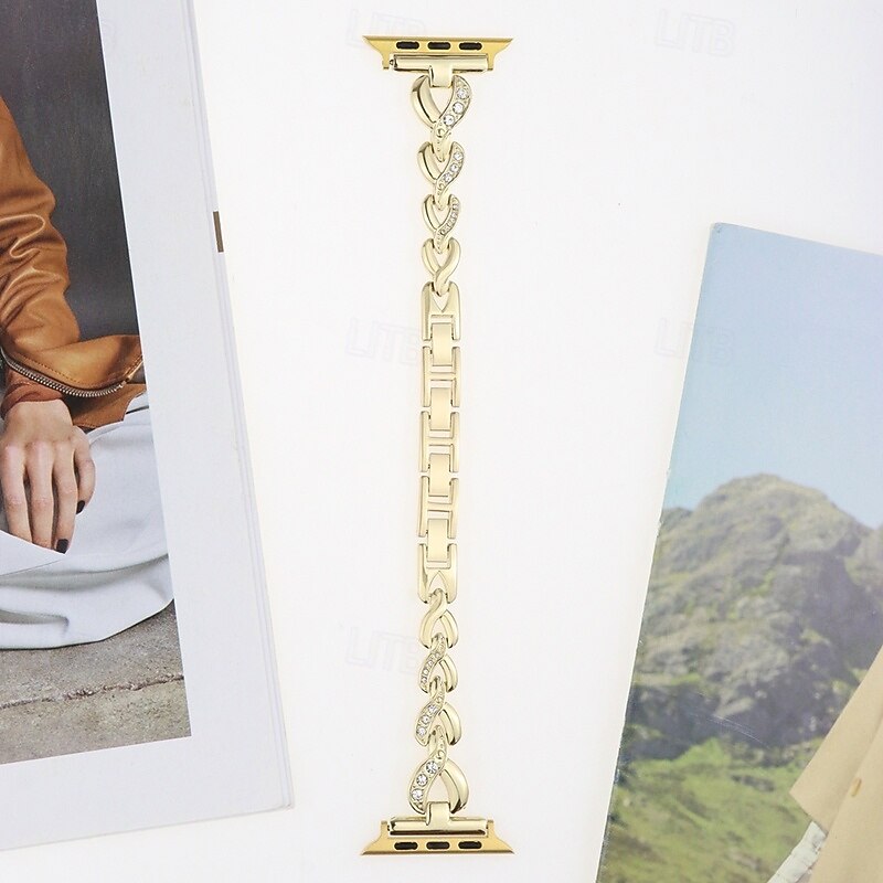 Solo Loop Compatible with Apple Watch band 38mm 40mm 41mm 42mm 44mm 45mm 49mm Bling Diamond Metal Clasp Adjustable Alloy Strap Replacement Wristband for iwatch Ultra 2 Series 9 8 7 SE 6 5 4 3 2 12