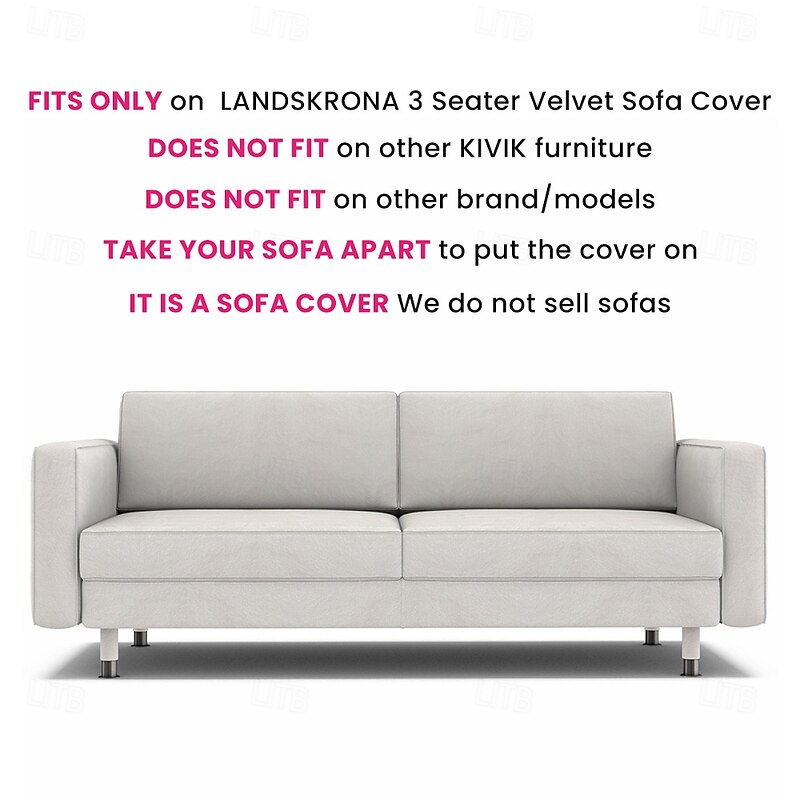 3 Seater Velvet Sofa Cover Solid Color Quilted Velvet Slipcovers LANDcover LITB PRIME cover3