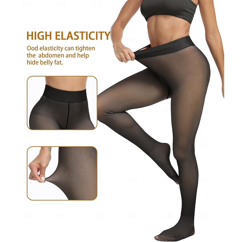 Women's Sherpa Leggings Fall Tights Comfy Mid Waist High Elasticity Sports Streetwear Black Brown Grey One-Size4