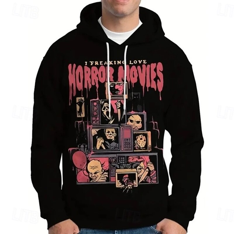 Horror Movie Pumpkin Michael Myers Ghostface Hoodie Pullover Halloween 3D Front Pocket Graphic For Couple's Men's Women's Adults' Halloween Carnival Masquerade 3D Print Party Casual Daily3