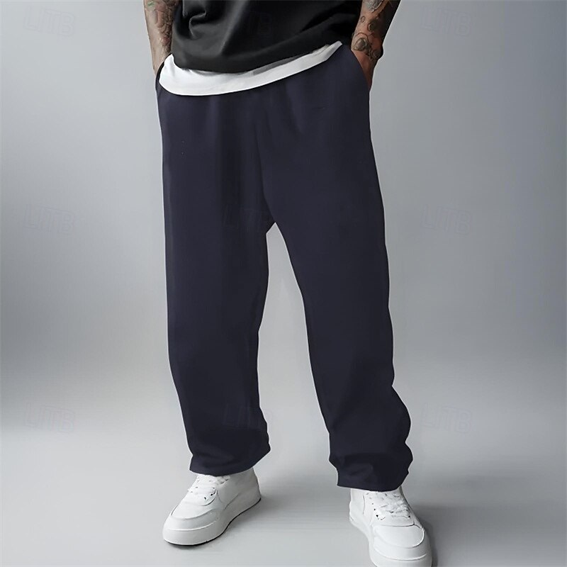 Men's Sweatpants Fleece Pants Joggers Trousers Straight Leg Sweatpants Elastic Waist Straight Leg Solid Color Plain Comfort Breathable Full Length Sports Outdoor Daily Casual / Sporty Athleisure3