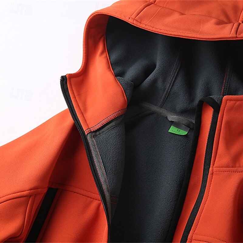 Men's Hiking Fleece Jacket Winter Outdoor Thermal Warm Fleece Lining Waterproof Windproof Fleece Jackets Full Zip Climbing Camping / Hiking / Caving Traveling Black Army Green Navy Blue Orange2