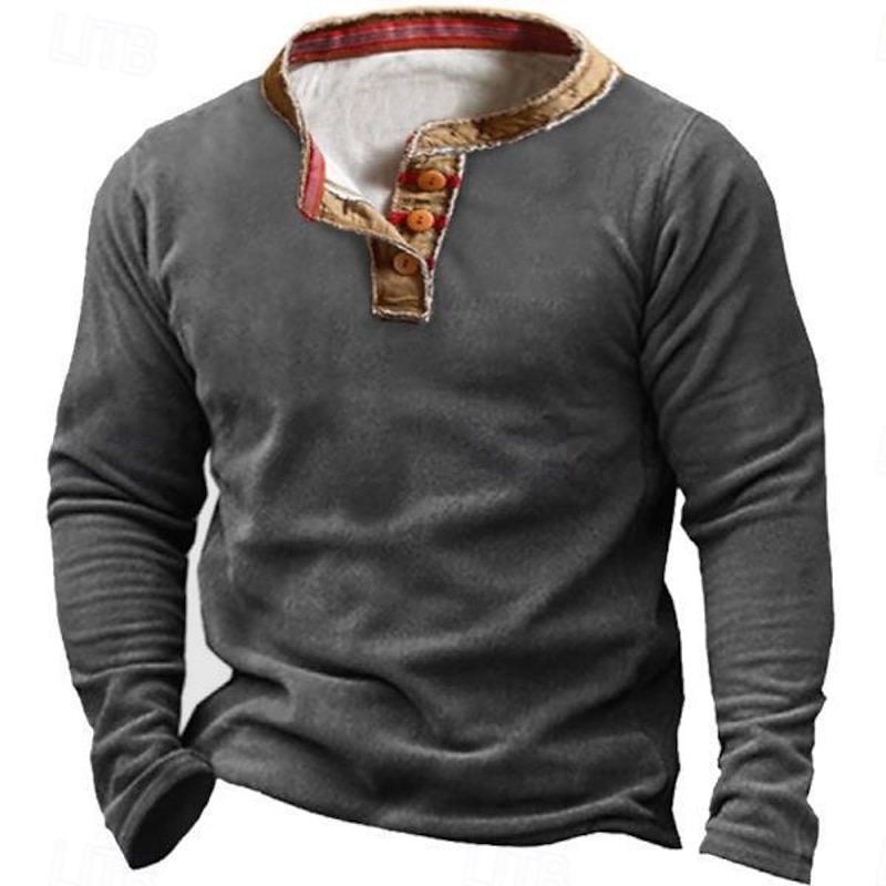 Men's Sweatshirt Army Green Khaki Gray Standing Collar Plain Patchwork Daily Holiday Going out Polyester Streetwear Casual Fall Winter Clothing Apparel Hoodies Sweatshirts  Long Sleeve2