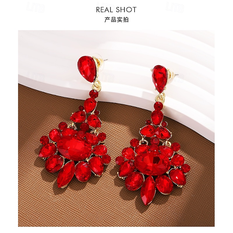 Elegant Women's Emerald Green Crystal Statement Earrings - Glamorous Drop Earrings for Weddings, Parties, and Formal Occasions4