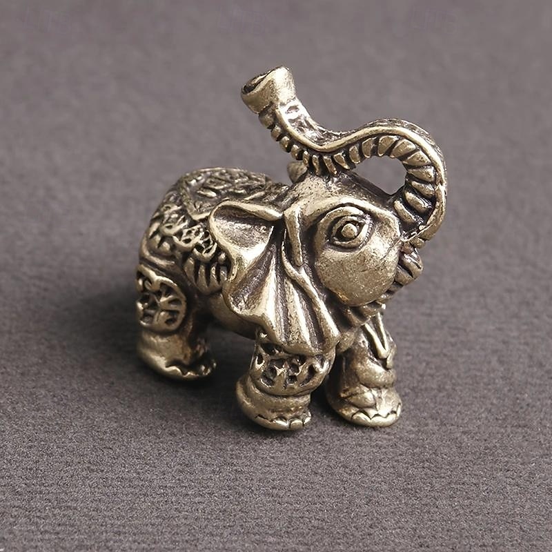 Brass Elephant Couple Desktop Figurine, Distressed Table Deoration Finish, Unique Home Decor And Gift For Friends3