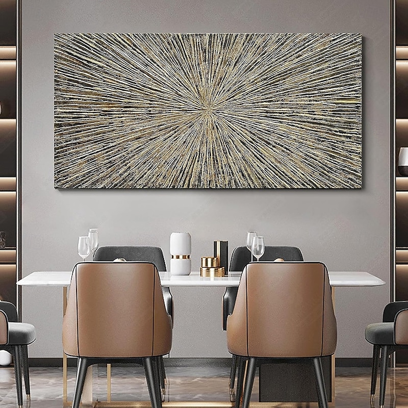 Handmade Oil Painting Canvas Wall Art Decoration Modern Abstract Texture Golden Glow Living Room Sofa Background for Home Decor Rolled Frameless Unstretched Painting