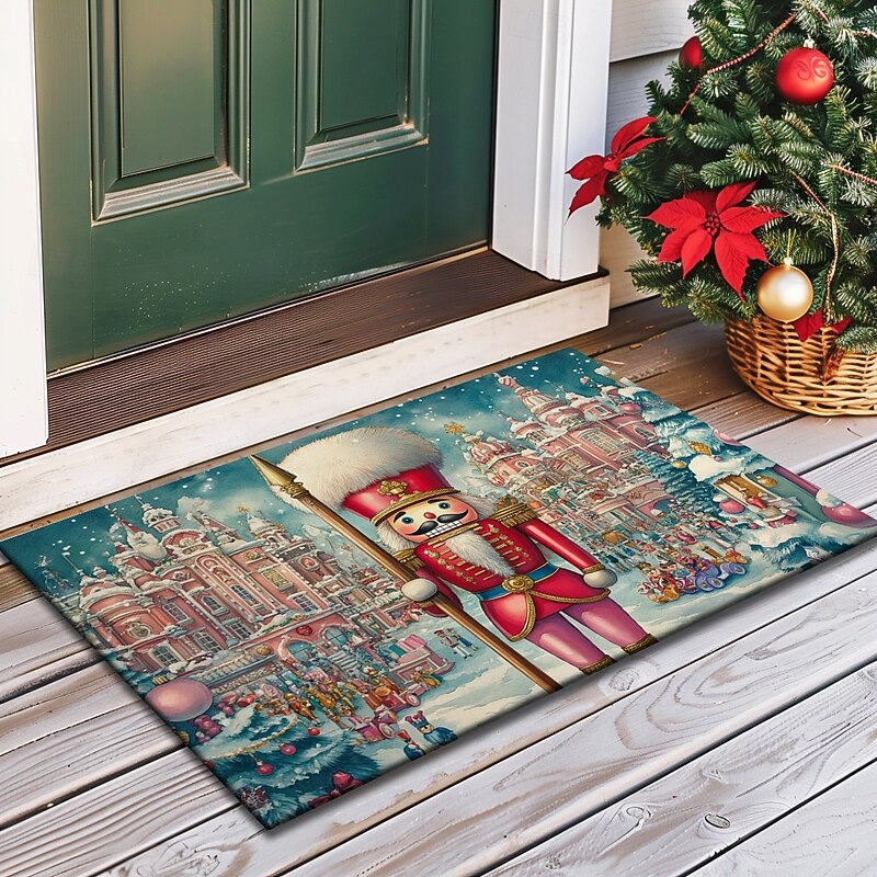 Christmas Decoration Doormat Xmas Nutcracker Kitchen Mat Floor Mat Non-Slip Area Rug Oil Proof Rug Indoor Outdoor Mat Bedroom Decor Bathroom Mat Entrance Rug4