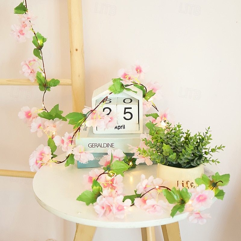 Christmas Wedding Holiday Party Hydrangea Rattan Leaf String Lights Garland Lights Battery Powered 2m 20LEDs New Year Home Garden Party Balcony Bedroom Yard Decoration3