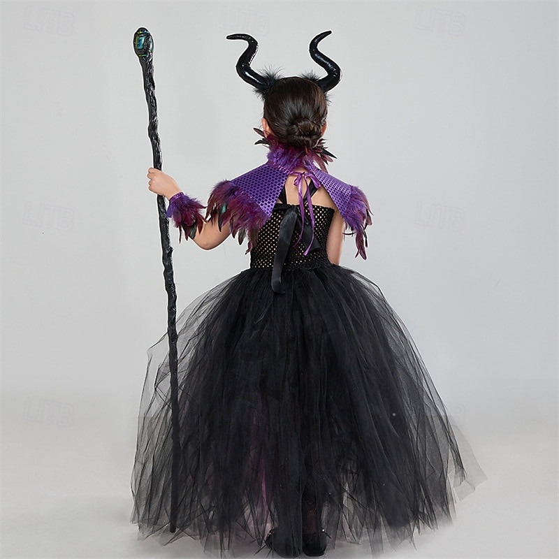 Kids Girls' Cosplay Dress Cosplay Custome Party Dress Solid Color Multi Color Sleeveless Performance Party Halloween Party Sequins Mesh Vintage Gothic Halloween Custome Polyester Maxi Party Dress4