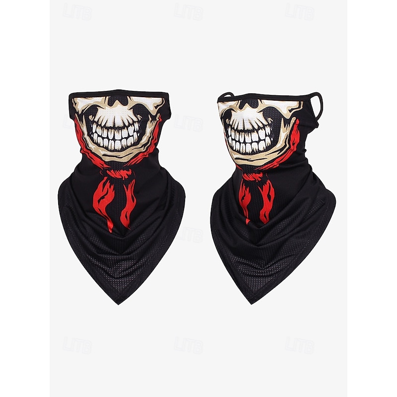 Skull Face Bandana Neck Gaiter for Outdoor Sports – Breathable Multifunctional Face Mask for Cycling, Hiking, and Halloween Festivals