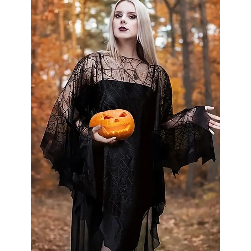 Women's Spider Web Lace Shawl - Gothic Halloween Costume Cape for Parties and Cosplay2